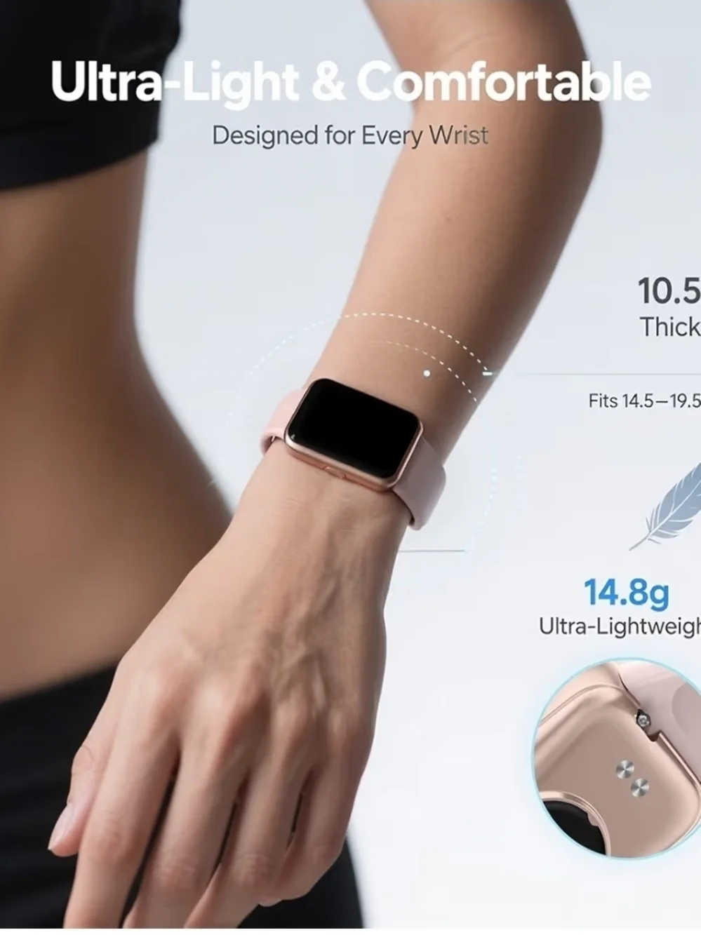 Pink Silicone Smartwatch with Health Tracking